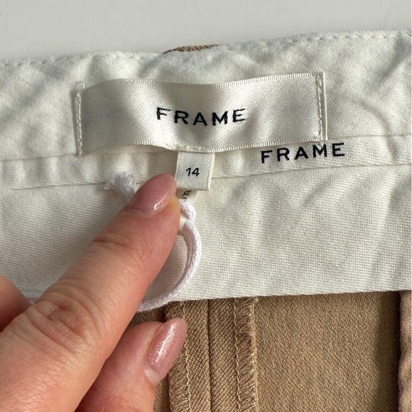 Frame Le Palazzo High Waist Crop Pants Beige Tan Sz 14 Neutral Closet Staple - Picture 3 of 11